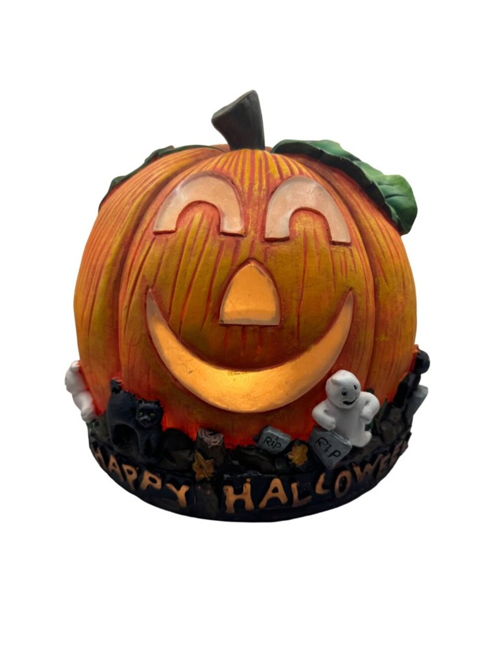 Halloween Pumpkin Light-Up Decor With Ghosts & Cats